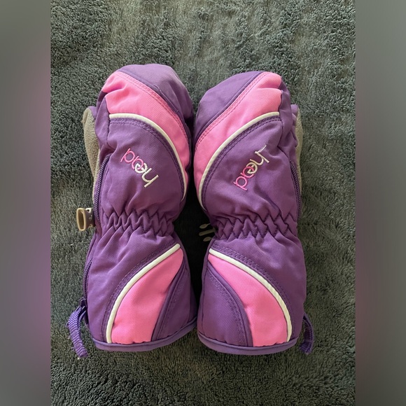 HEAD JR SNOW SKI MITTEN GLOVE in purple and gray size XS - Picture 1 of 5
